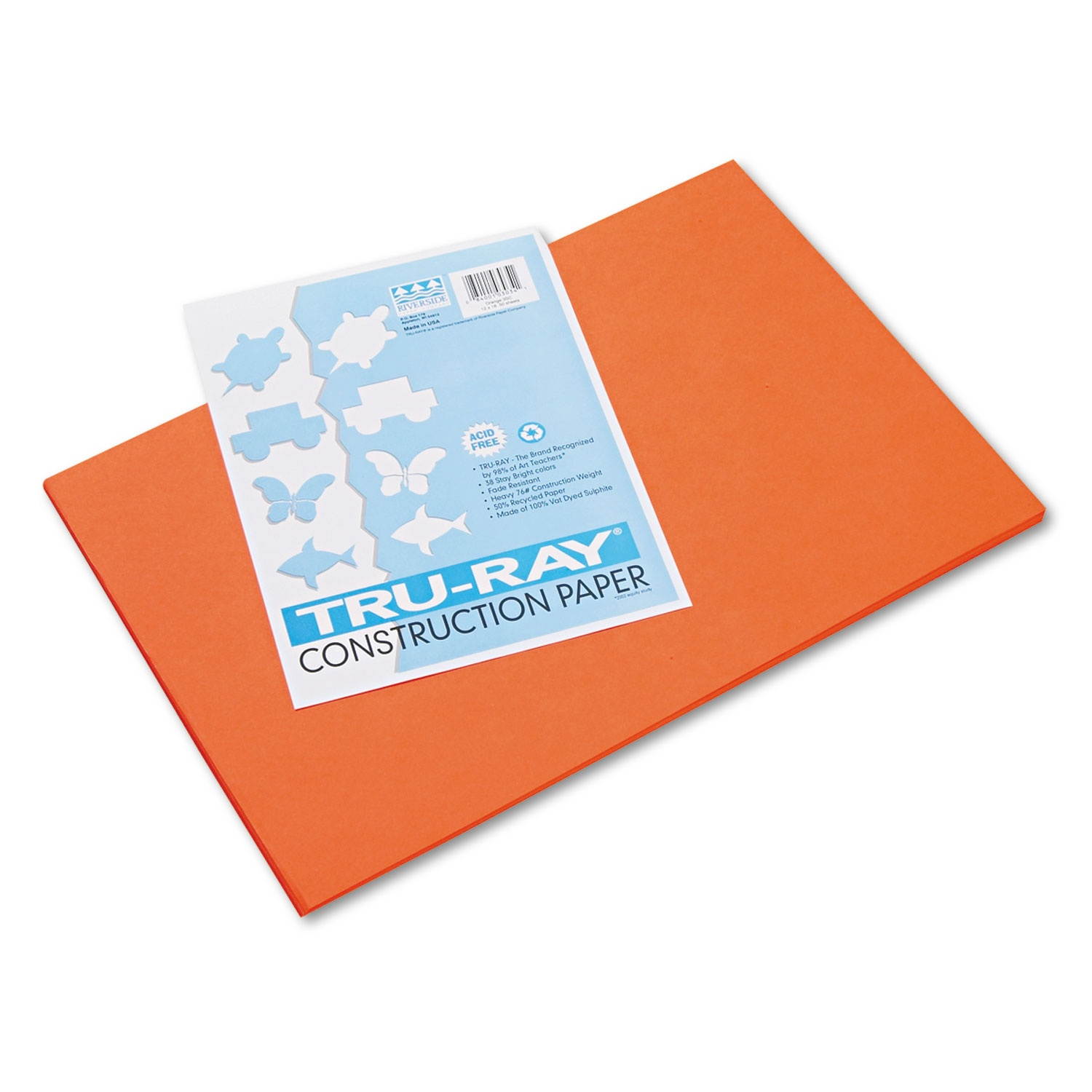 Tru-Ray Construction Paper, 76lb, 12 x 18, Orange, 50/Pack 103034