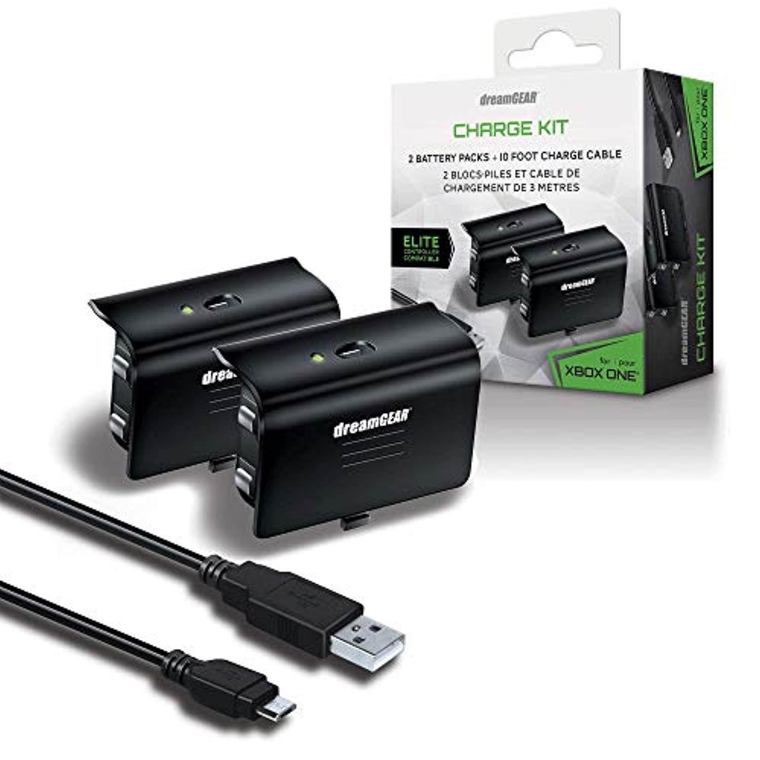 dreamgear xbox one charge kit. includes charge cable & 2 rechargeable batteries
