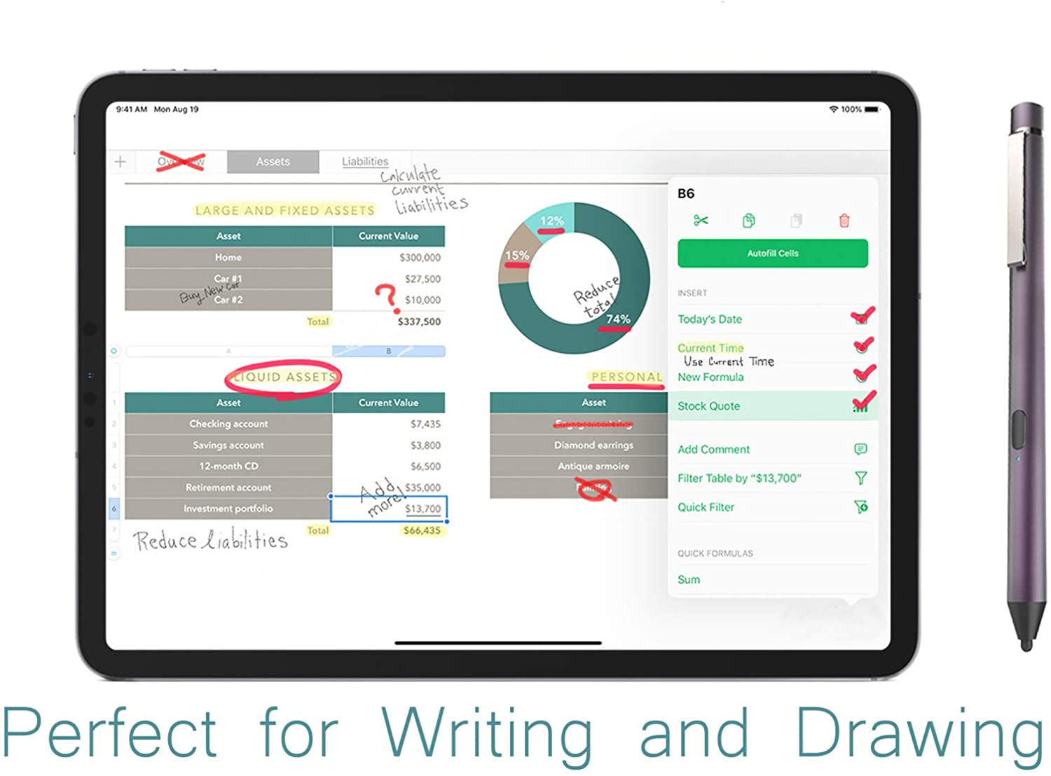 Active Stylus Pen for Apple Ipad, Digital Pencil iPad Series Rechargeable Pencil Touchscreen Precise Fine Tip for iPad 5 & 6, iPad Air 2 & 3, iPad Mini 4 & 5, iPad Pro 9.7/10.5/11 (Dark Gray)