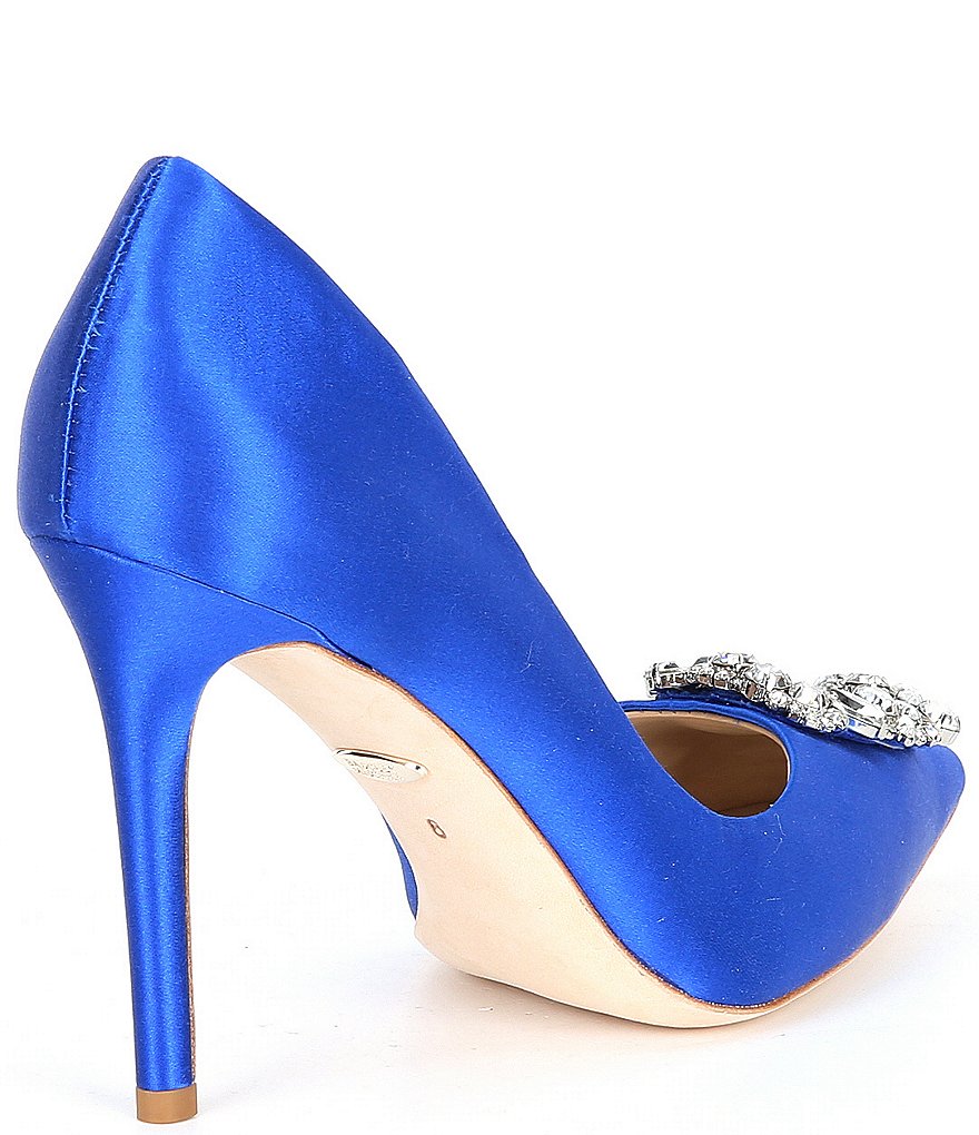 Badgley Mischka Cher Satin Brooch Embellished Stiletto Pumps