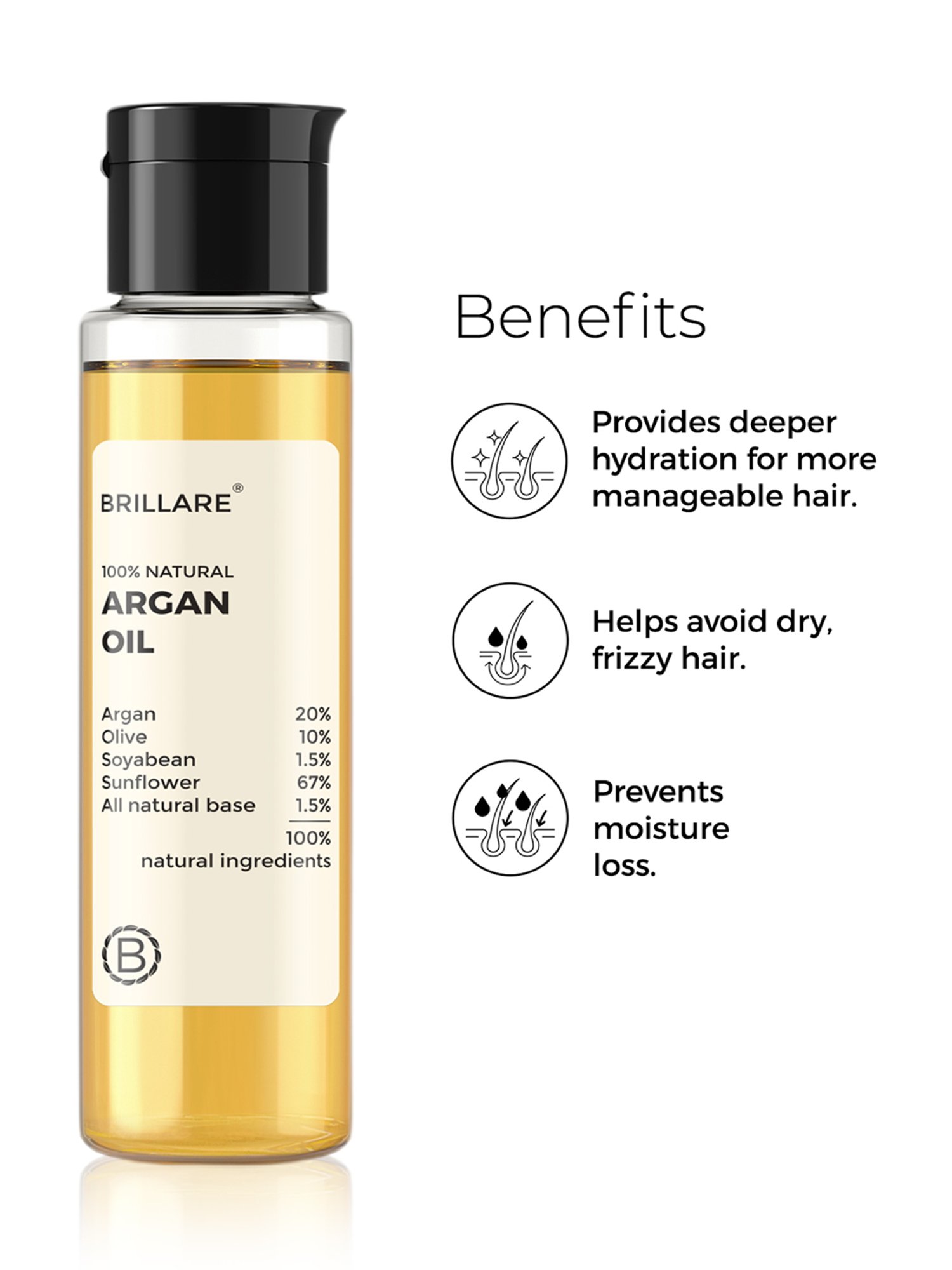 Brillare 100% Natural Argan Oil - 100 ml