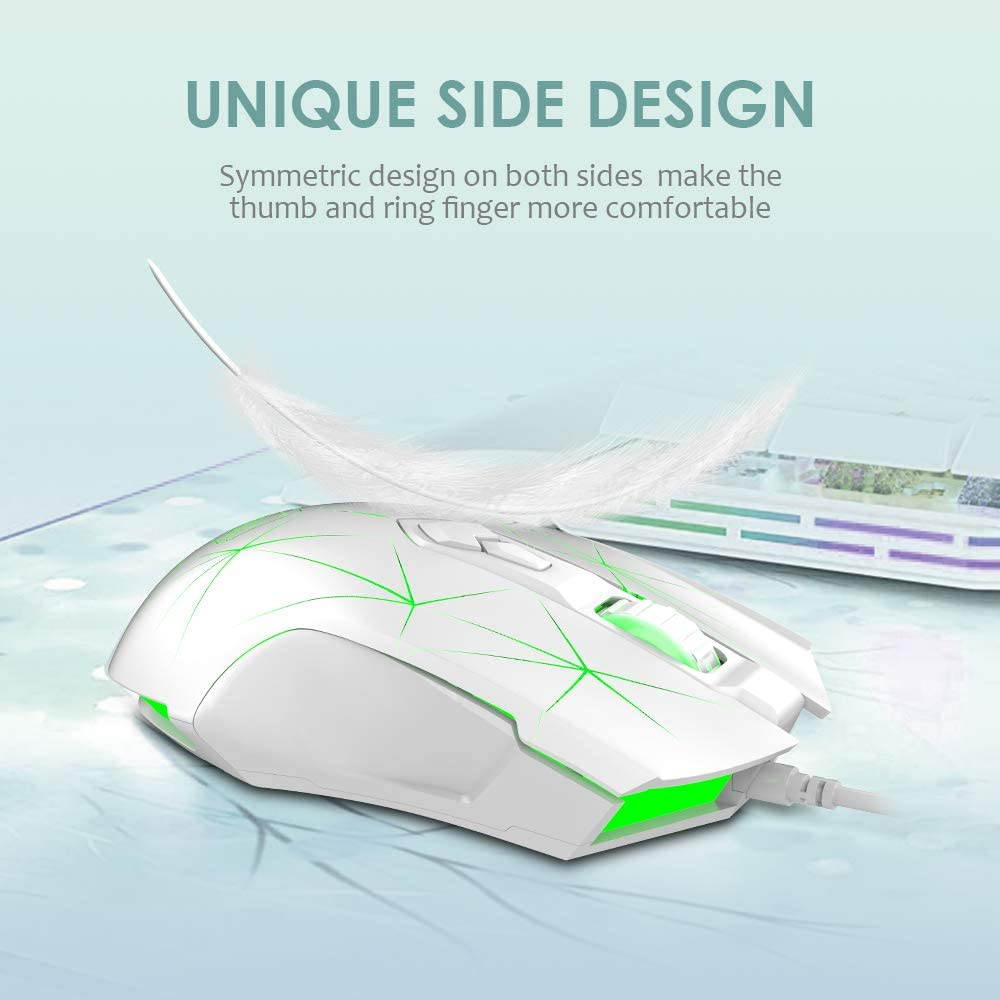 Gaming Mouse Wired, USB Optical Computer Mice with RGB Backlit, 2 Adjustable DPI Up to 2400, Ergonomic Gamer Laptop PC Mouse   for Windows 7/8/10/XP -Black