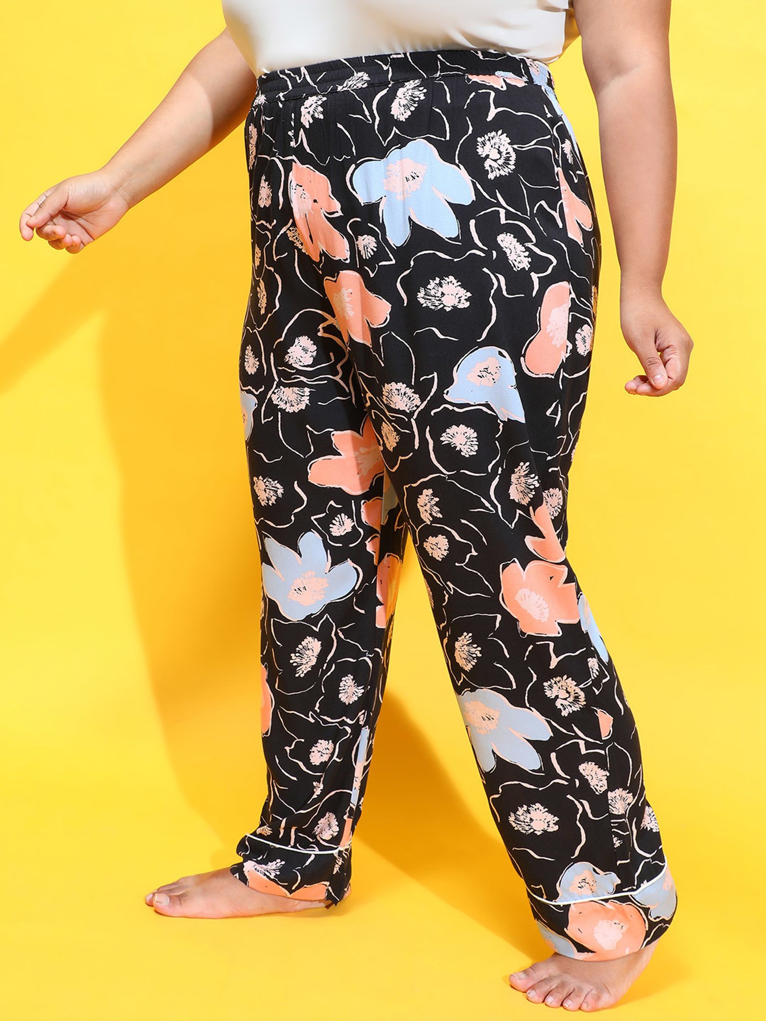Oxolloxo Black Floral Print Pyjamas