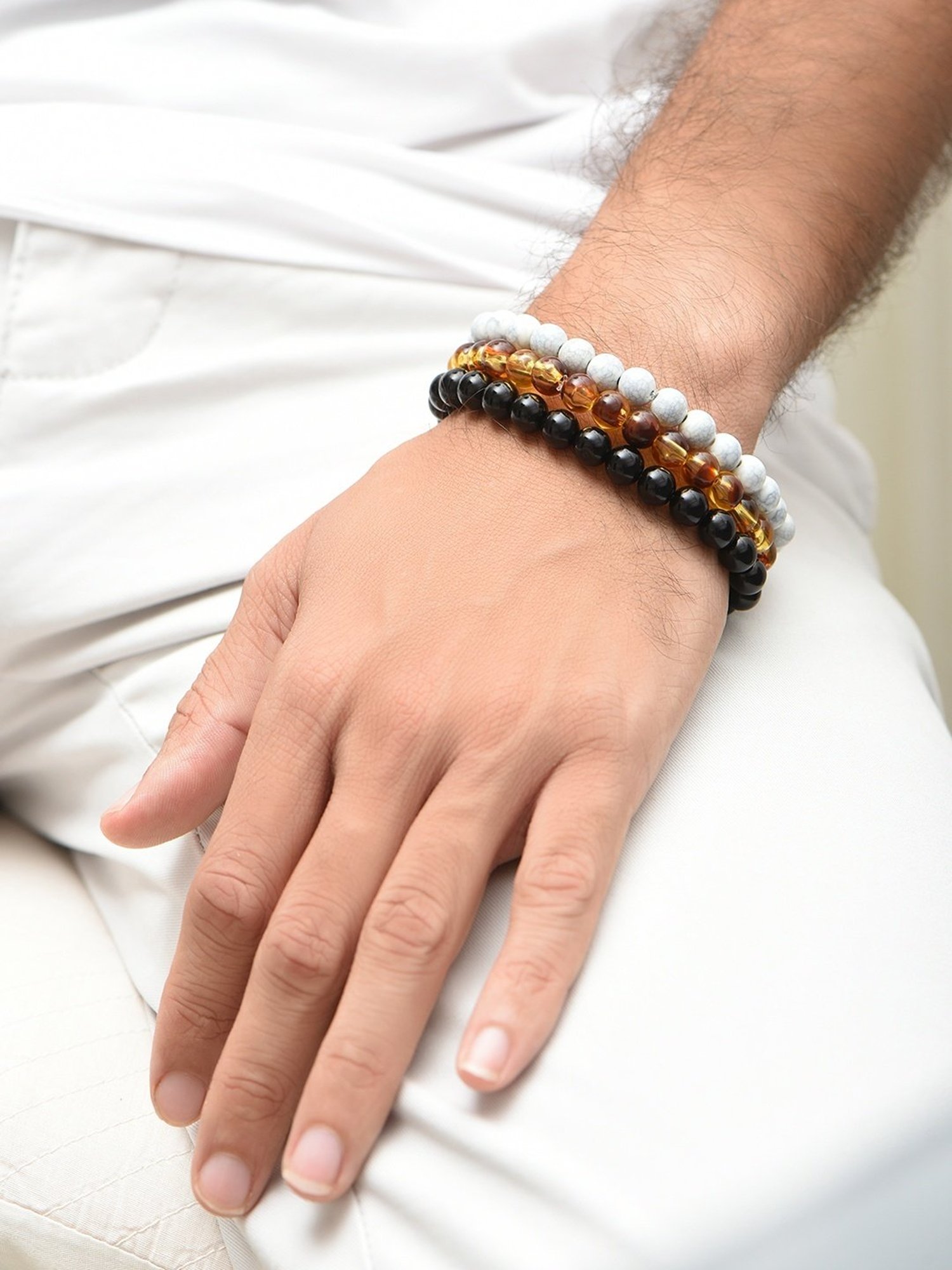 The Bro Code Attractive Multi Flexible fit Bracelet for Men - Set of 3