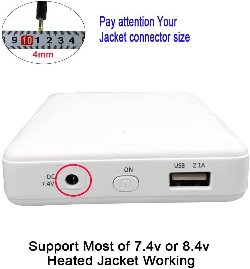 Smarkey 7.4v 5200mAh Heated Jacket Battery with Charger Cable Replacement Backup Pack for Heated Hoodies Heated Vests Down Coat