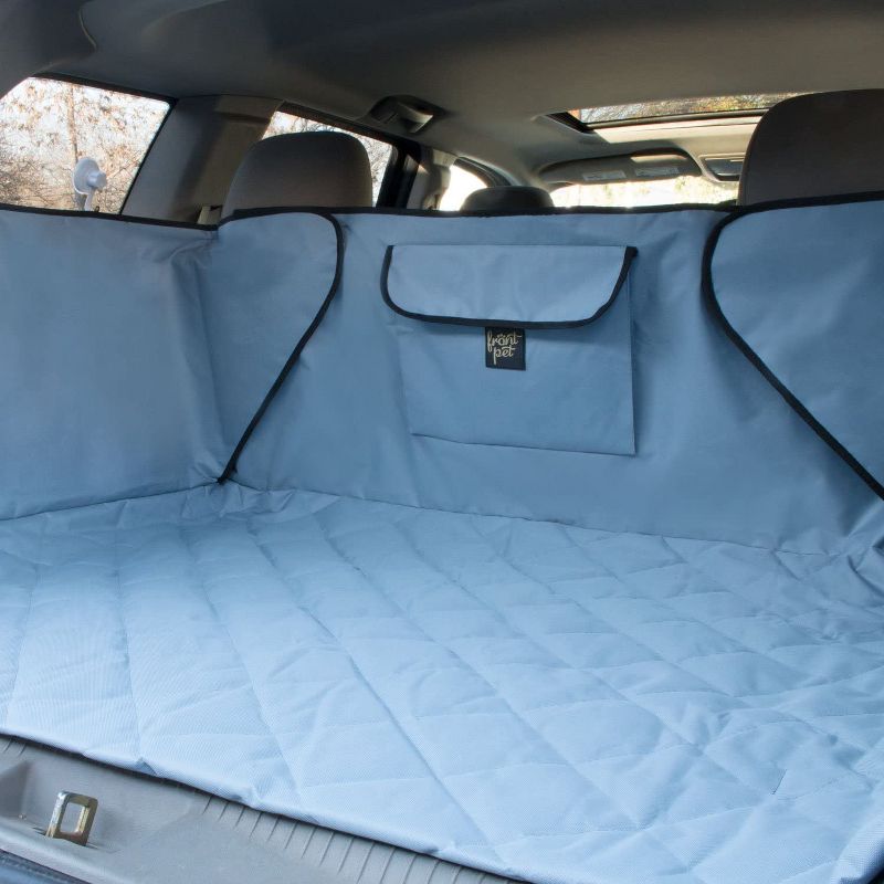 FrontPet XL 44 x 48 Inch Adjustable Padded Soft Quilt Interior SUV Cargo Cover Pet Liner with Storage Pocket and Suction Cup Installation, Gray