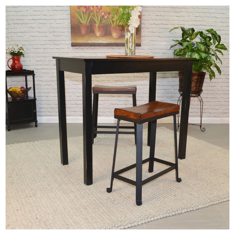 24" Viola Saddle Seat Counter Height Barstool Chestnut/Black - Carolina Chair & Table