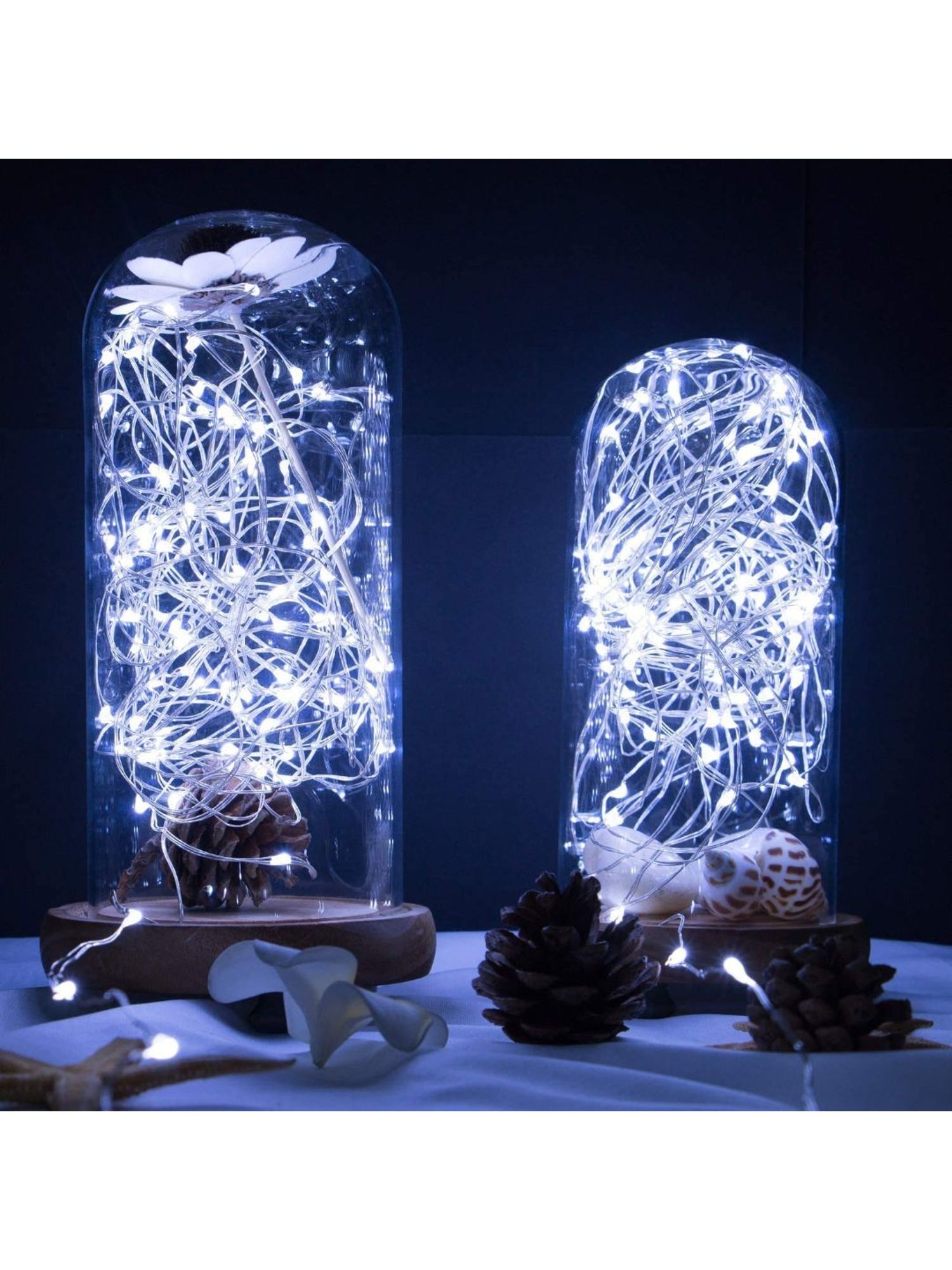 XERGY 33ft Long 100 LED (Silver) Wire Fairy String Lights 8 Modes LED String Lights (White)