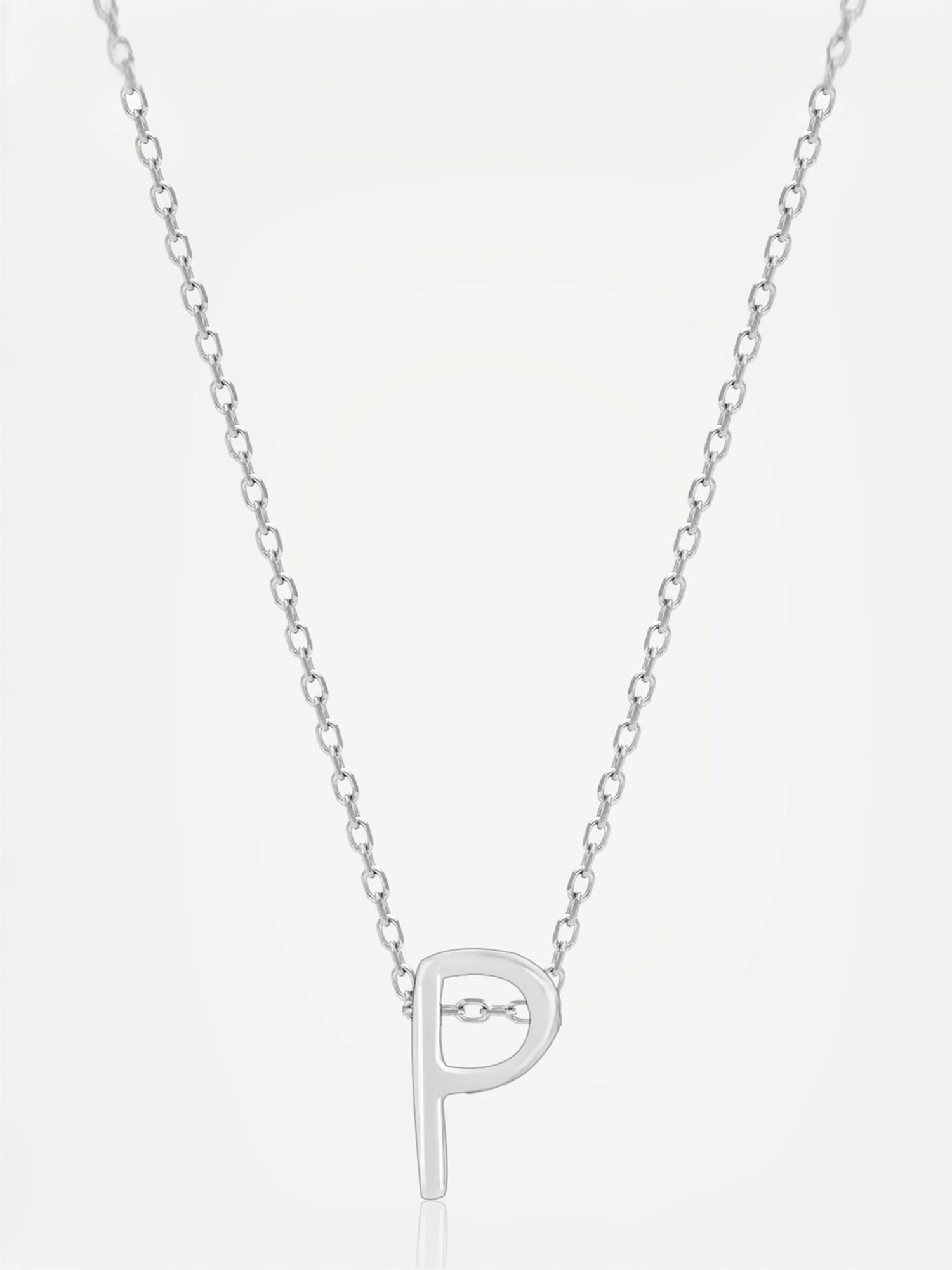Touch925 Sterling Silver Posh P Initial Chain Pendant