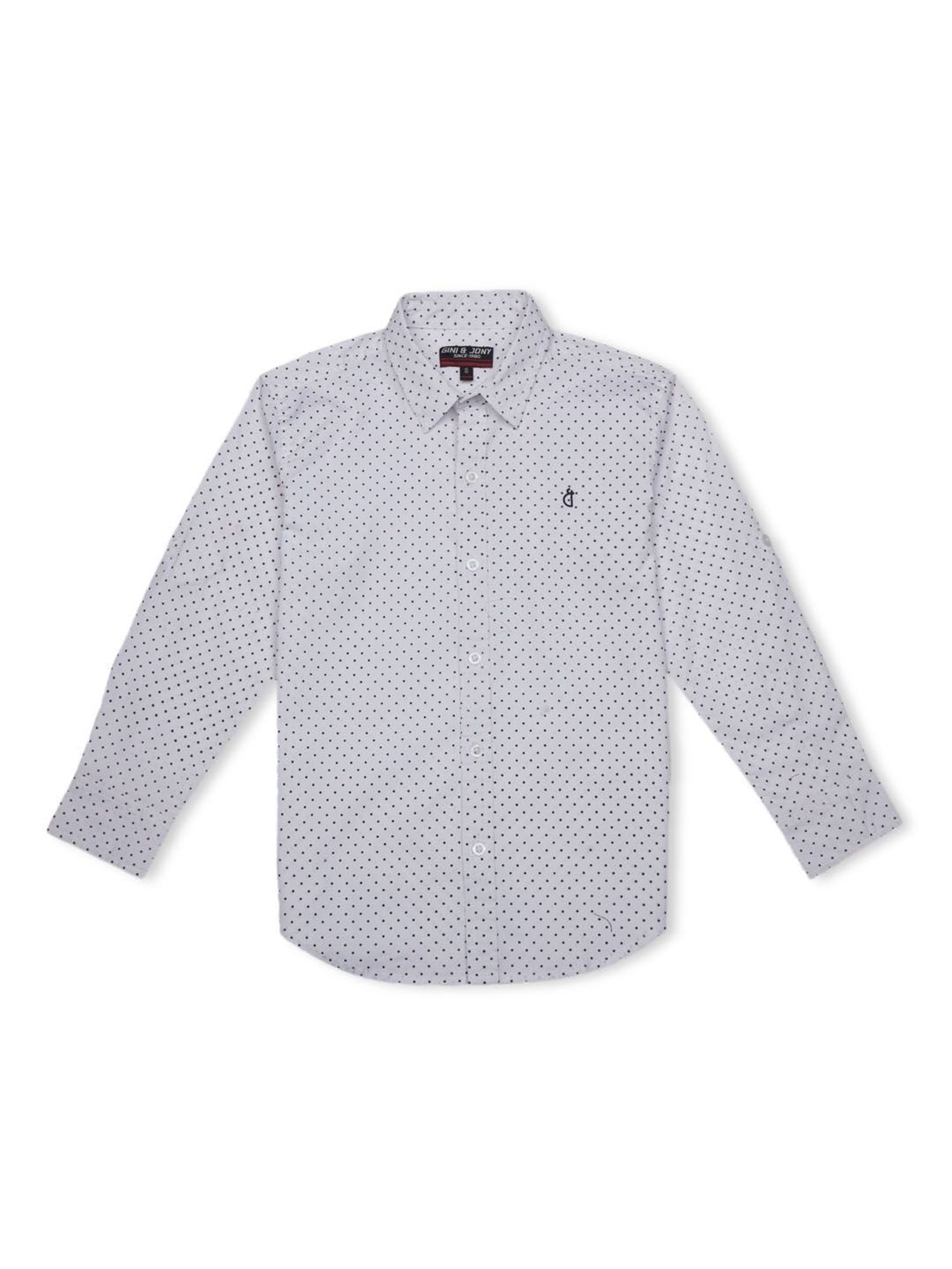 Gini & Jony Kids White Printed Full Sleeves Shirt