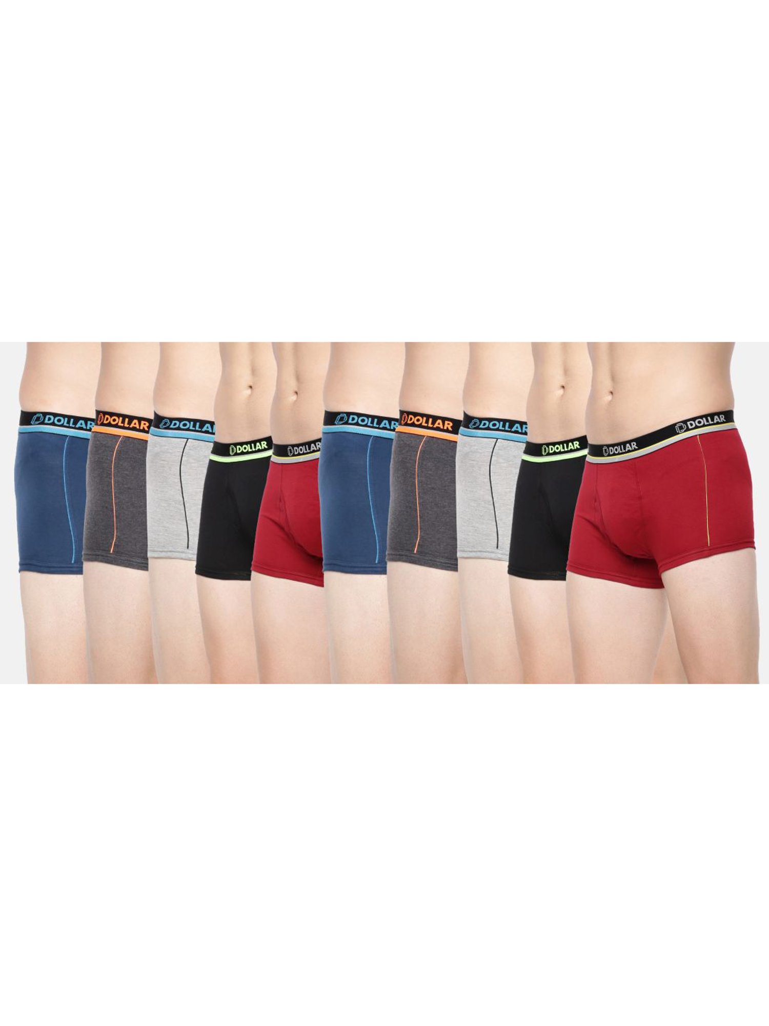 Dollar Bigboss Multicolored Cotton Regular Fit Trunks (Pack of 10)
