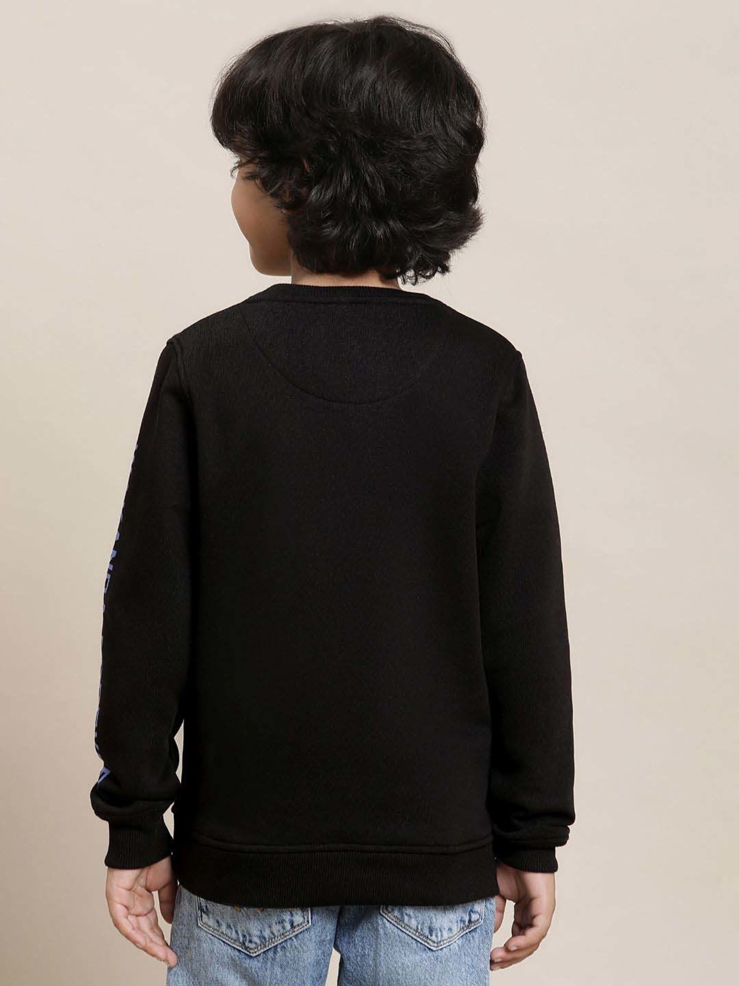 Kidsville Black Cotton Printed Full Sleeves Sweatshirt