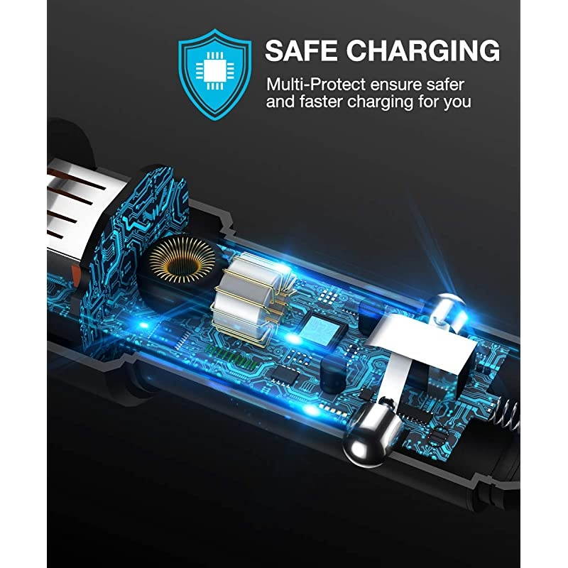 Car Charger  Quick Charge 30 3A Dual USB Ports 36W Fast Car Adapter Metal Compatible with Samsung Galaxy S10 S9 S8 S20 Plus Note 10 9 8 S7 iPhone Xs Max XR X 8 7 6 iPad LG G6 V20 Moto Black