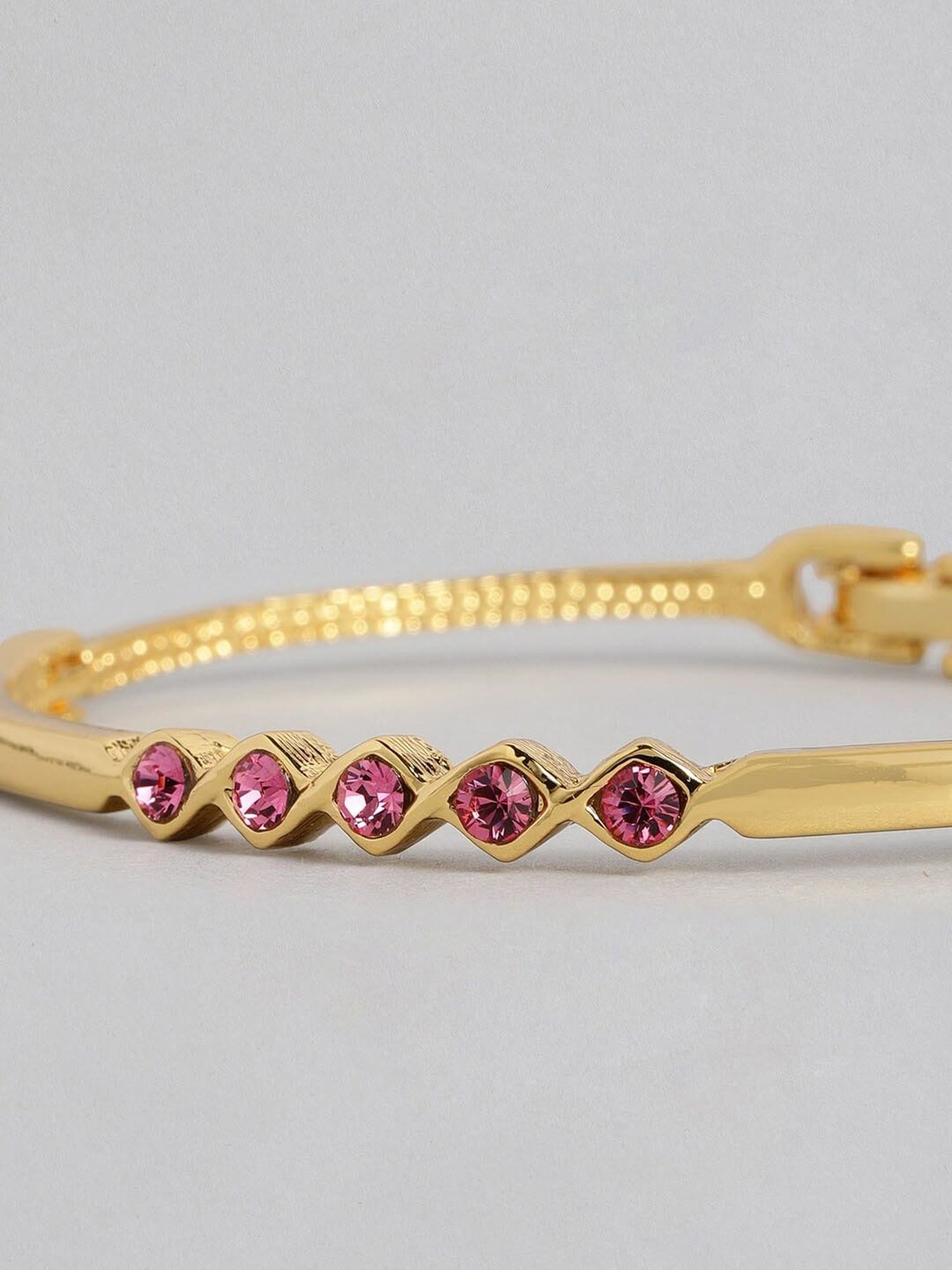 Estele Gold-Plated Bracelet with Pink Crystals for Women
