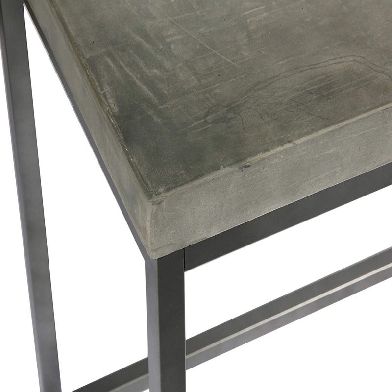 Wallace & Bay Onyx 22 Inch Modern Slate Gray Concrete Top Square Accent Side End Table with Reliable Metal Legs for Household Essentials