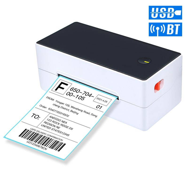 Aibecy Direct Thermal Label Printer Desktop 4x6 Shipping Label Printer USB + BT High Speed Label Maker Sticker 40-120mm Paper Width for Shipping Postage Express Barcodes Mailing Labels Compatible with