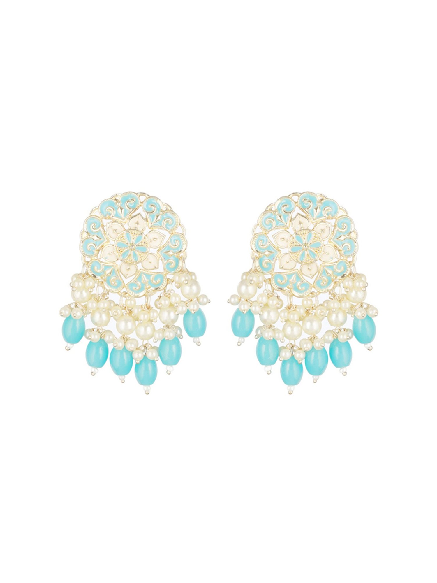 Aatmana Gold-Plated Contemporary Meenakari Drop Earrings for Women