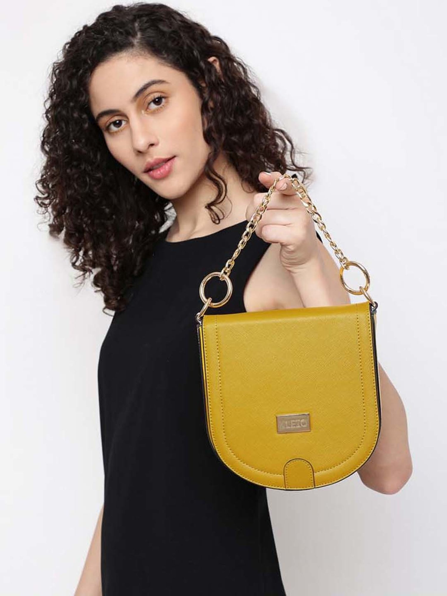 KLEIO Mustard Solid Small Sling Handbag