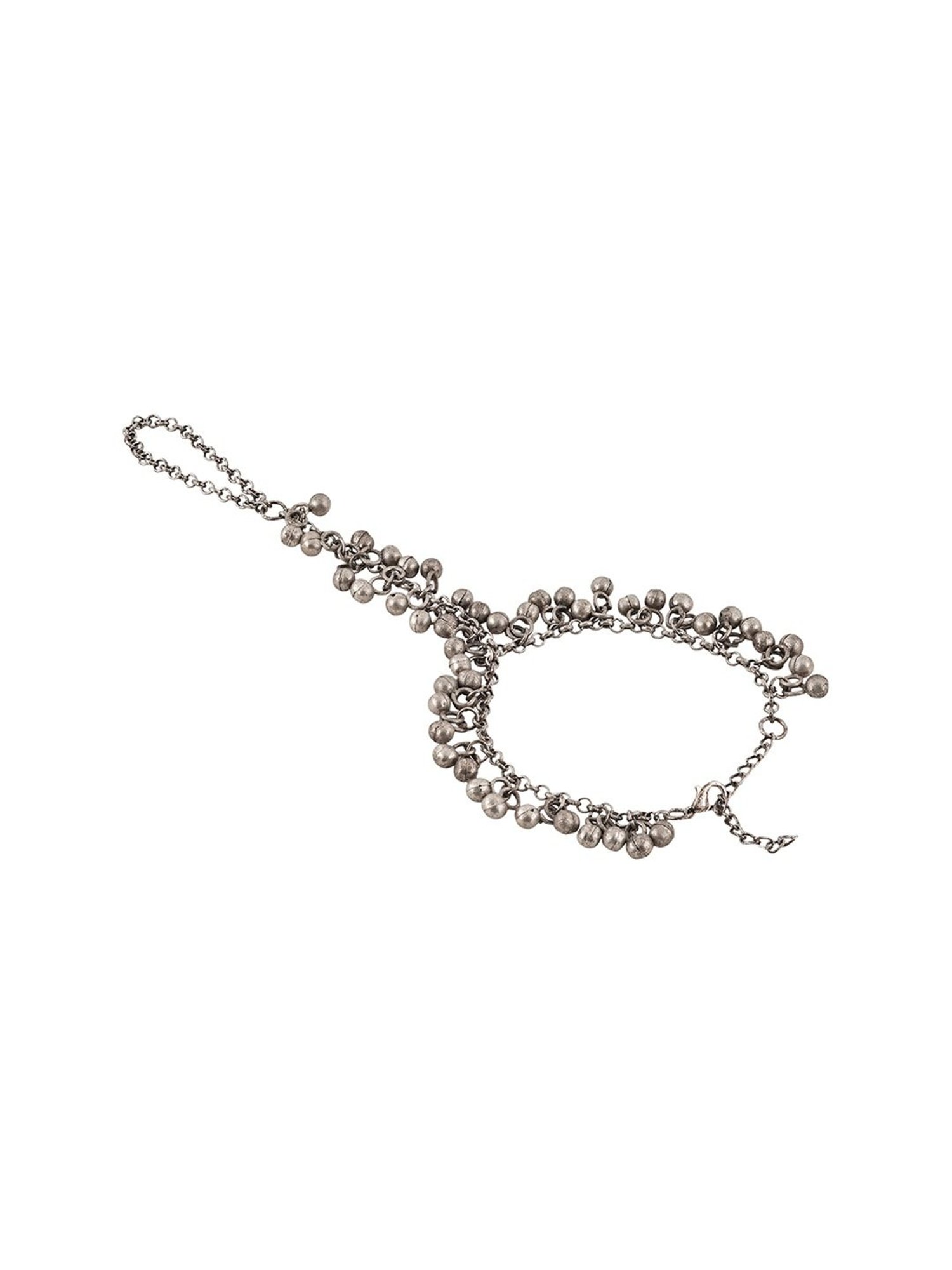 Teejh Maitreyi Ghungroo Silver Hand Harness Bracelet for Women
