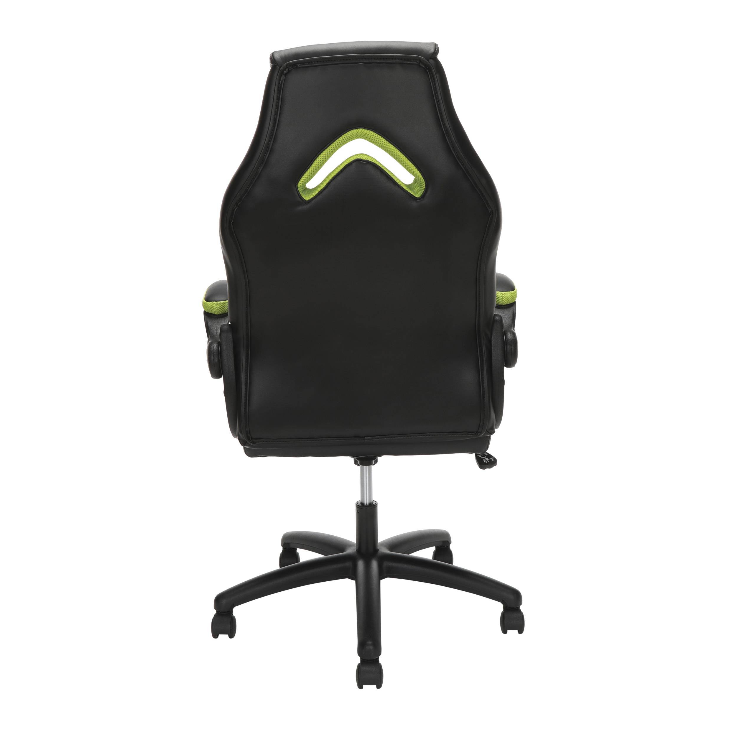 OFM Essentials Collection High-Back Racing Style Bonded Leather Gaming Chair, in Green (ESS-3086-GRN)