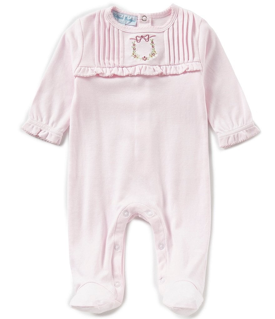 Feltman Brothers Baby Girls Newborn-9 Months Floral Wreath Embroidered Coverall