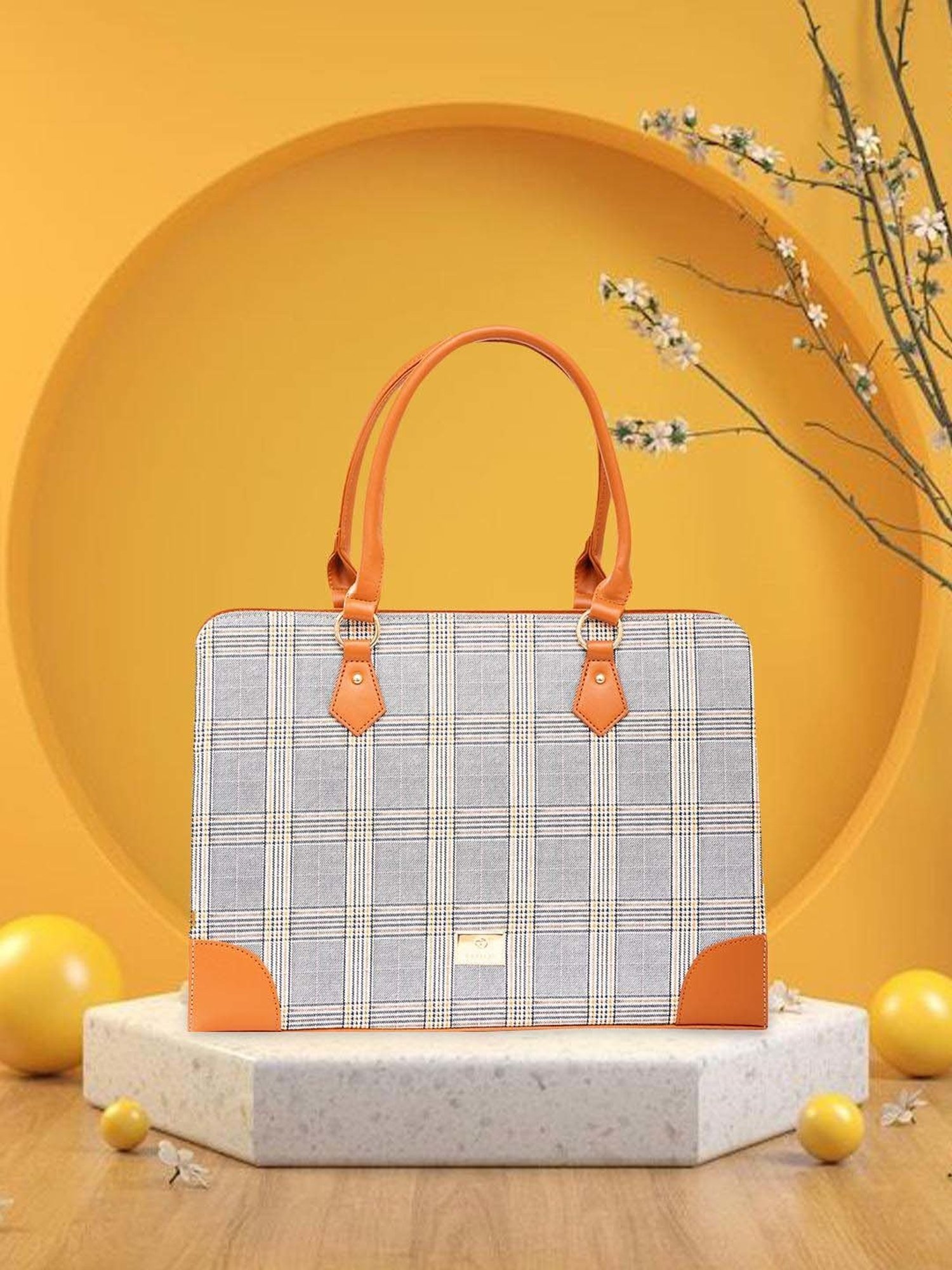 Caprese REMI Tan & Grey Faux Leather Large Messenger Bag