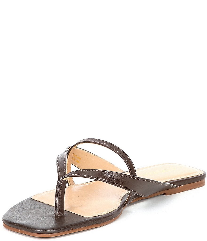 Carvela Grand Leather Square Toe Thong Sandals