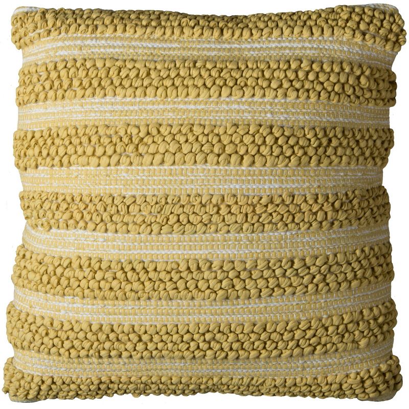 20"x20" Striped Throw Pillow Gold/White - Rizzy Home