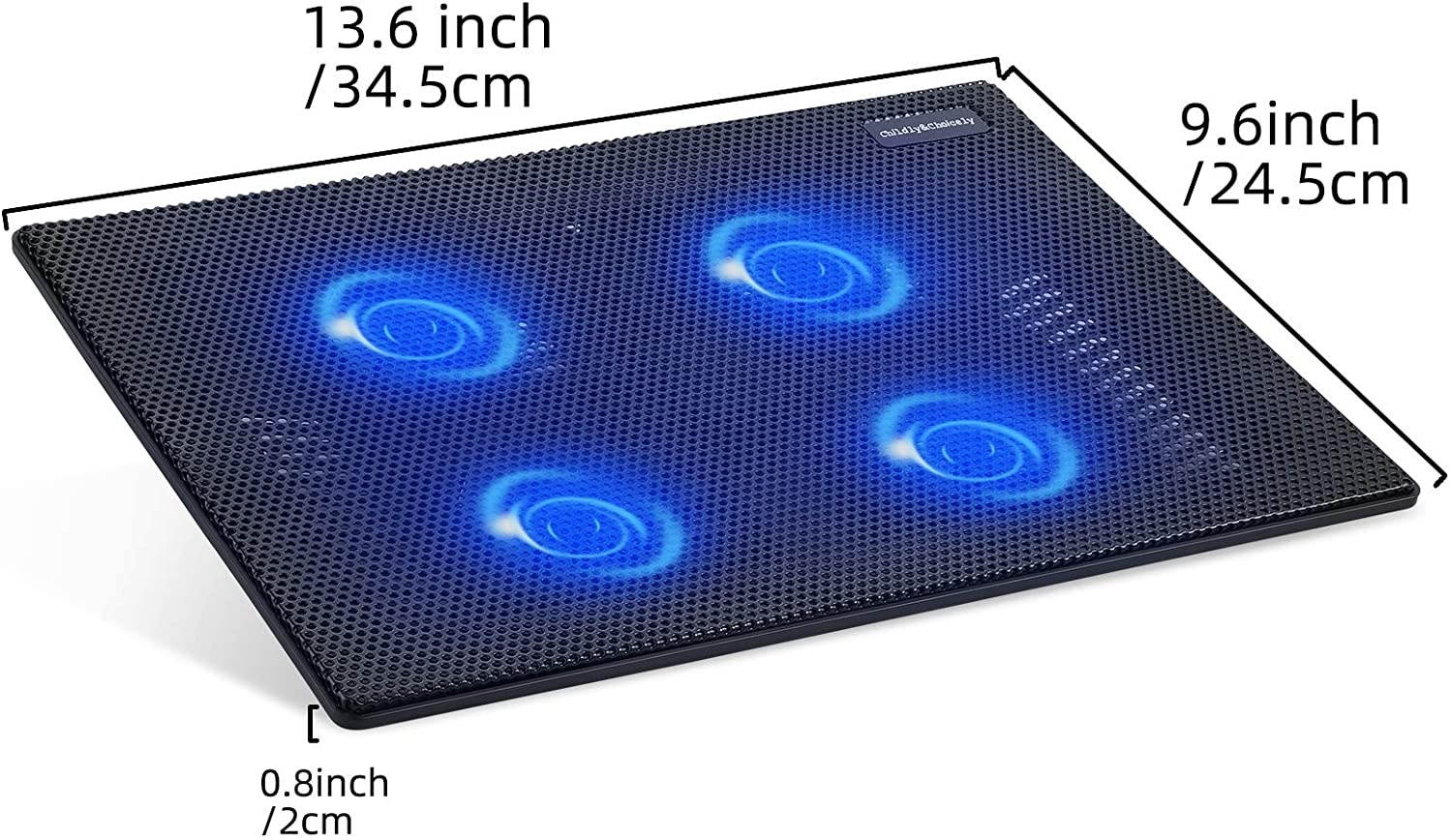 RGB Laptop Cooling Pad with 6 Quiet LED Fans 5 Heights Adjustable and Phone Stand, Dual USB Ports Gaming Laptop Cooler for 11"-18" Gaming Laptops (Blue)