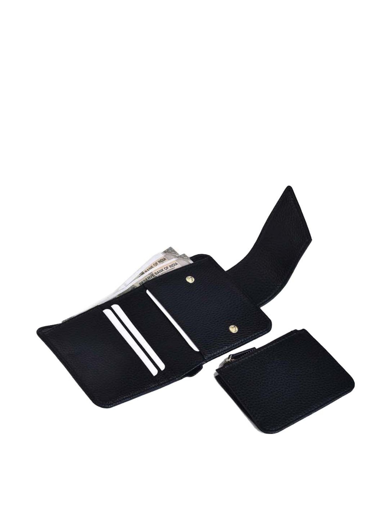 BELWABA Black Textured Bi-Fold Wallet for Women