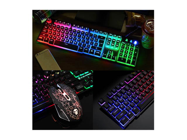 Colorlight T6 E-sport Gaming Keyboard and Mouse Mousepad Combo Mechanical Feeling Rainbow LED Backlight Emitting Character