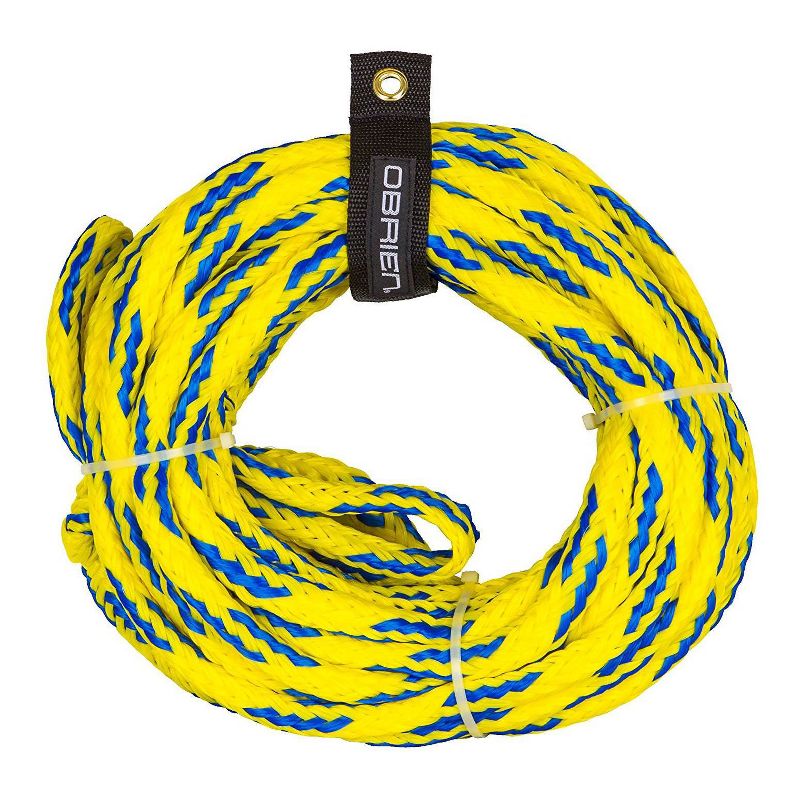 OBrien 60 Foot Long 4100 Pound 4 Person Floating Tube Tow Rope, Blue & Yellow