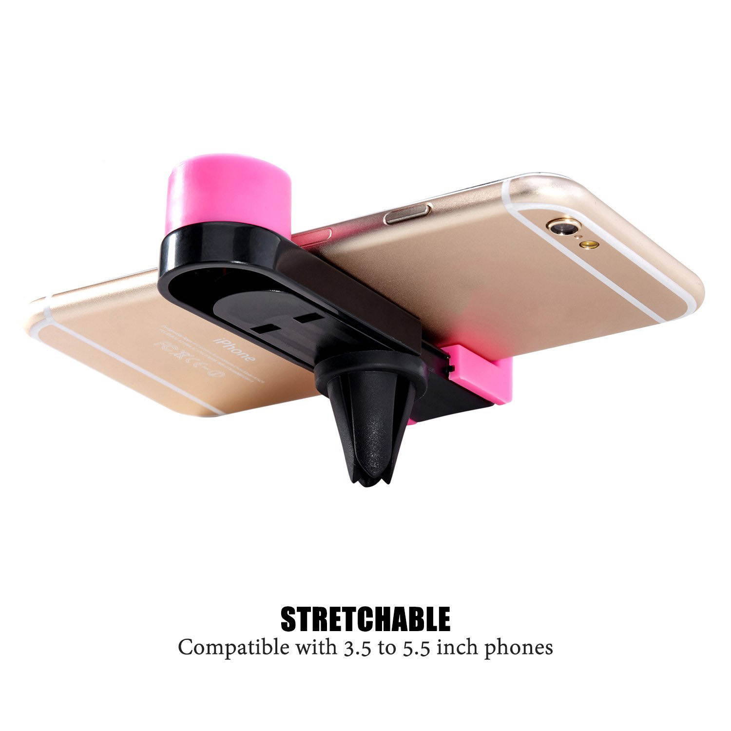 LENTION Air Vent Phone Holder, Mobile Clip Stand Car Mount for 3.5 Inch - 6 Inch iPhone, iPod, Smart Phone, PSP, GPS - Red