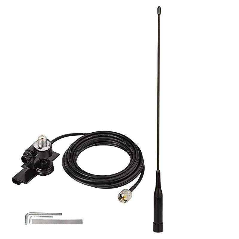 Vehicle Ham Radio Mobile Radio Antenna VHF UHF 136174MHz 400470MHz Car Truck Amateur Radio Two Way Radio Soft Whip Antenna with Lip Mount Fixed Bracket PL259 Male 5m 165 feet RG58 Cable