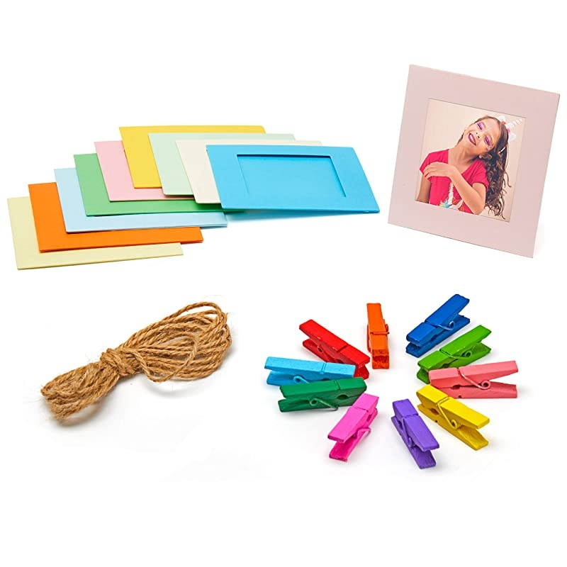 instax Square Instant Film + Hanging Photo Frames for Square Film Assorted Colors Deluxe Accessory Bundle 20 Exposures