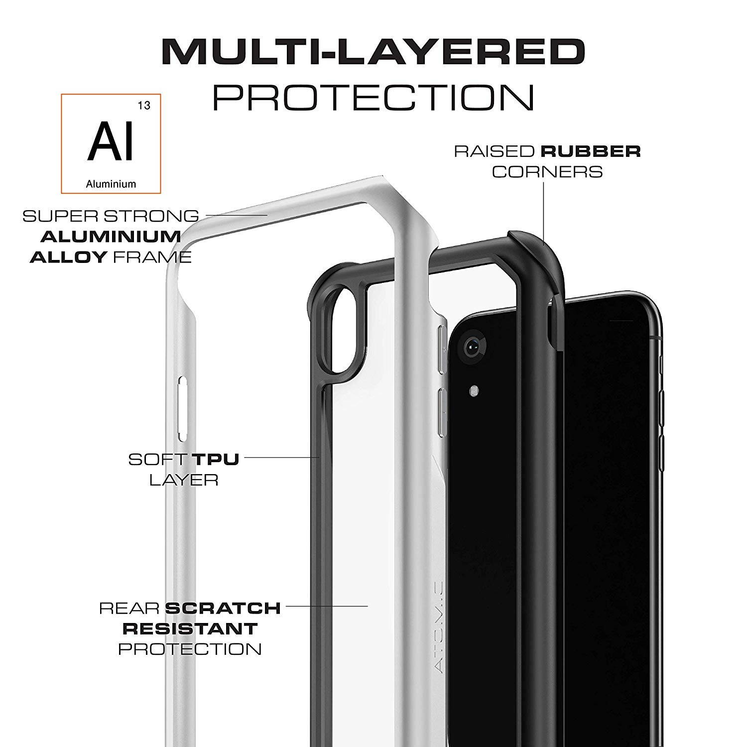 Ghostek Atomic Slim Shock Absorbing Protective Case Compatible with iPhone XR - Gold