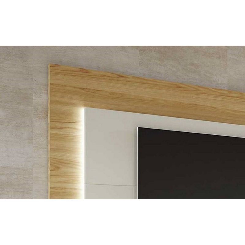 Sylvan Natural Wood with Led Lights TV Stand for TVs up to 60" Off White - Manhattan Comfort