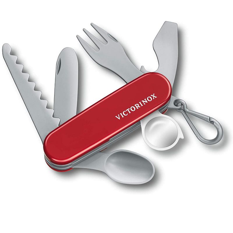 Theo Klein 2639 Boys Girls Kids Childrens Toy Victorinox Plastic Swiss Army Knife with Fork and Magnifying Glass, Red