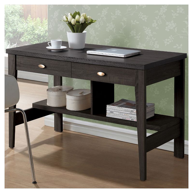 Folio Two Drawer Desk Black Espresso - CorLiving
