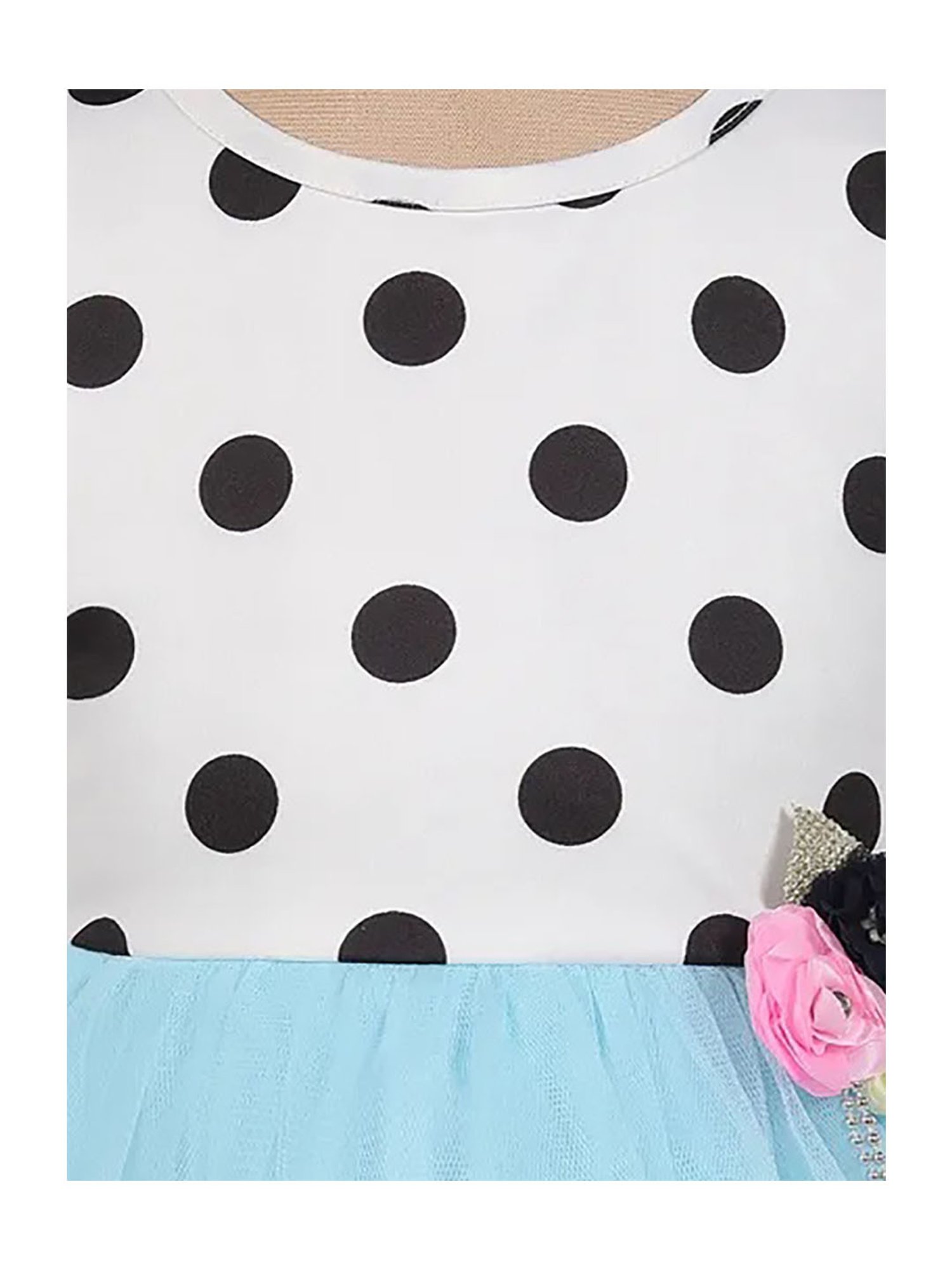 The Magic Wand Kids White & Blue Printed Dress