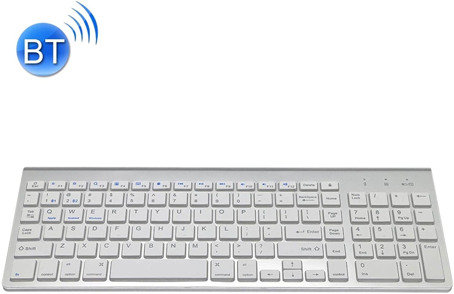PENGYANGYANG-US Bluetooth Version: 3.0+Support Android/iOS/Windows or an Updated Version Dual Mode Dual Channel 102 Keys Wireless Bluetooth Keyboard (Color : Silver)