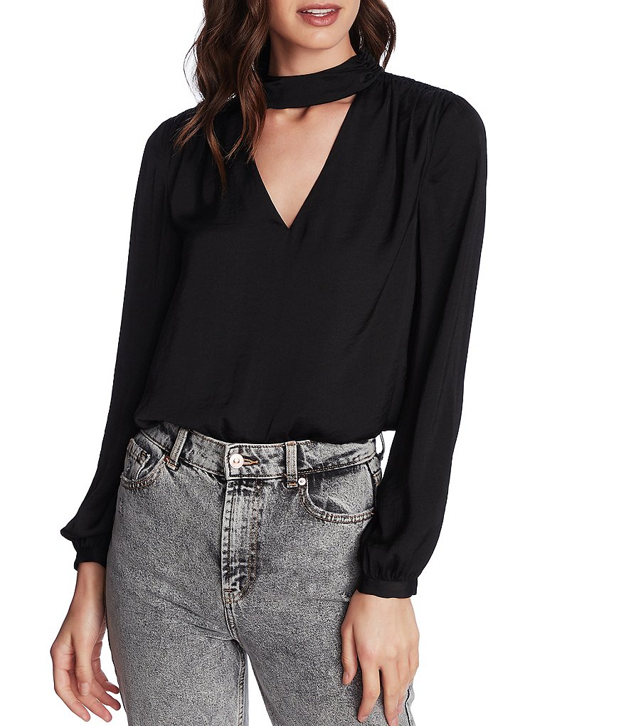 WAYF Double Ruffle V-Neck Peplum Top