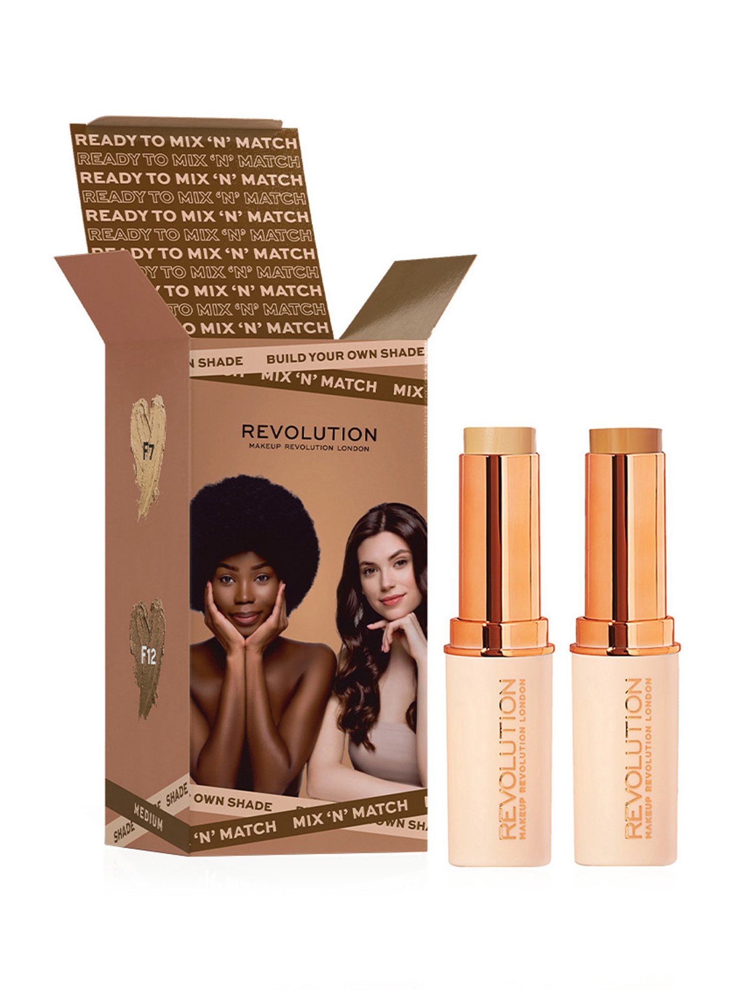 Makeup Revolution Mix 'N' Match Foundation Medium (F7 & F12) - Pack of 2