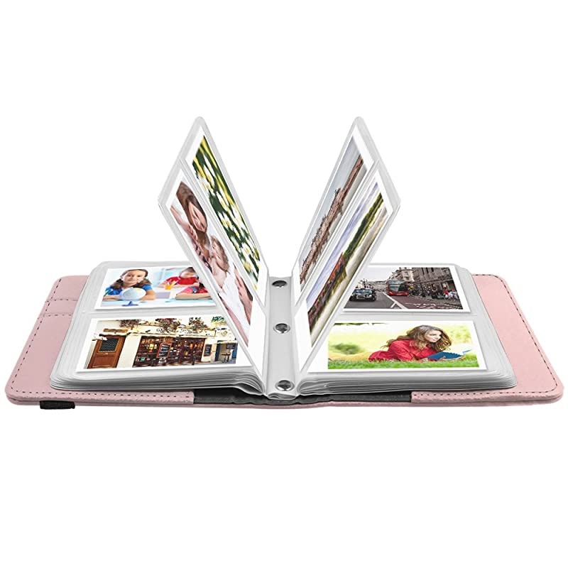 Mini Photo Album for 3Inch Film 104 Pockets Album for Fujifilm Instax Mini 11Mini 9Mini Link PrinterMini LiPlay Canon Ivy CLIQ Polaroid Kodak Instant Print Camera Rose Gold