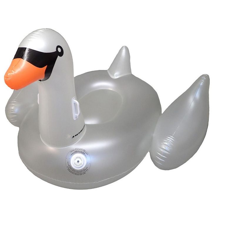 Swimline 75" Giant LED Lighted Color Changing Swimming Pool 1-Person Ride-On Swan Float Lounger - Clear