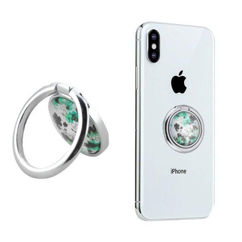 Phone Ring Stand, Blue/White Flower