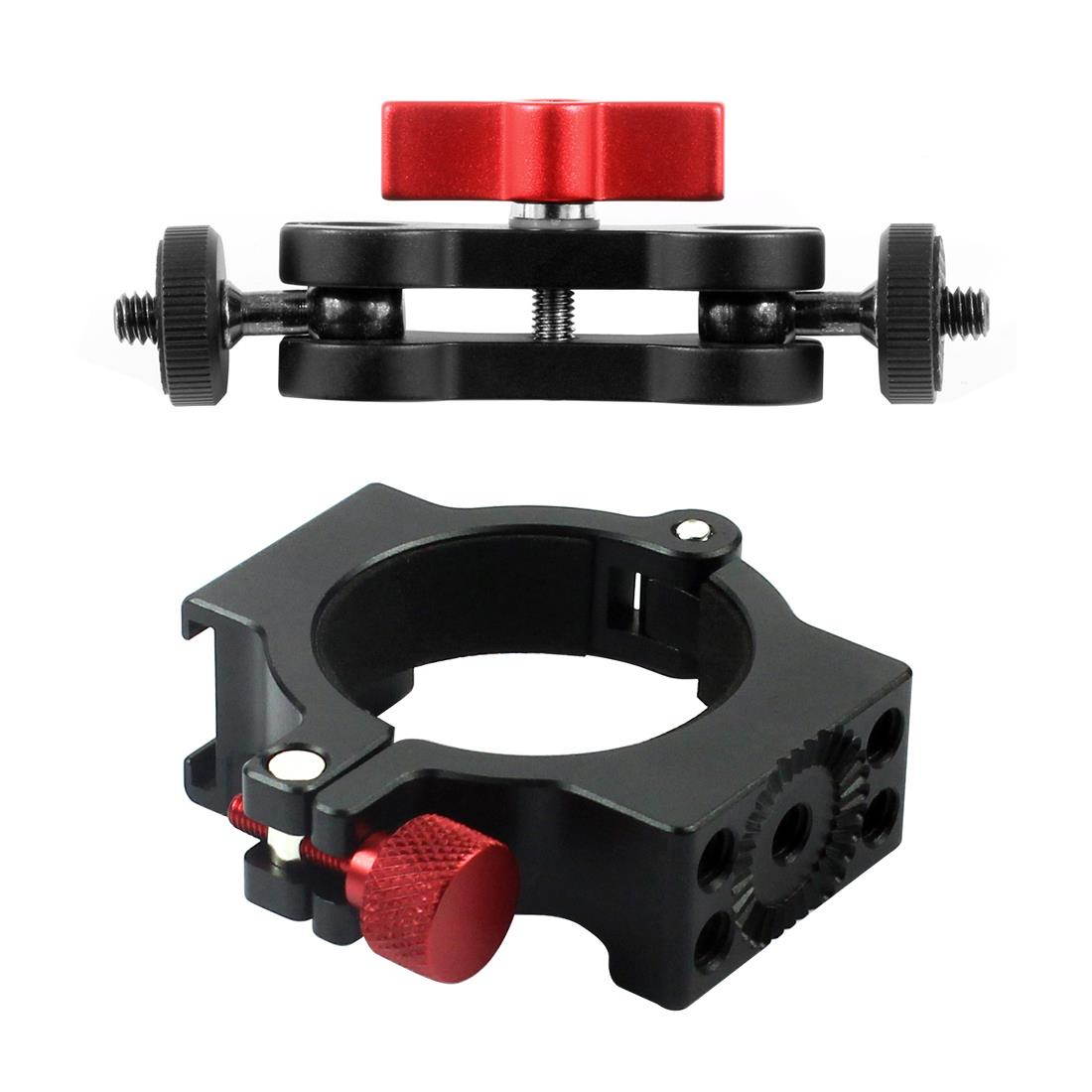 BGNING 4-Ring Hot Shoe Adapter Ring Microphone Mount with Magic Arm Mount Adapter for Zhiyun Smooth 4 Handle Gimbal DSLR Camera Accessory(Red)