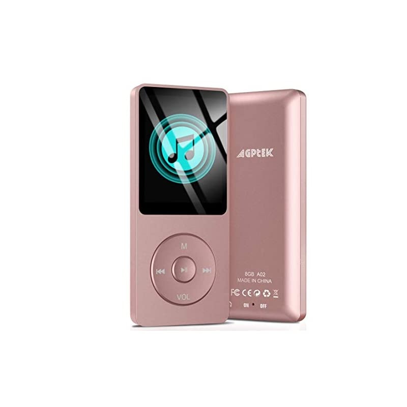 8GB MP3 Player  A02 70 Hours PlaybackMusic Player with FM RadioVoice Recorder for Sport Expandable Up to 128GB Rose Gold