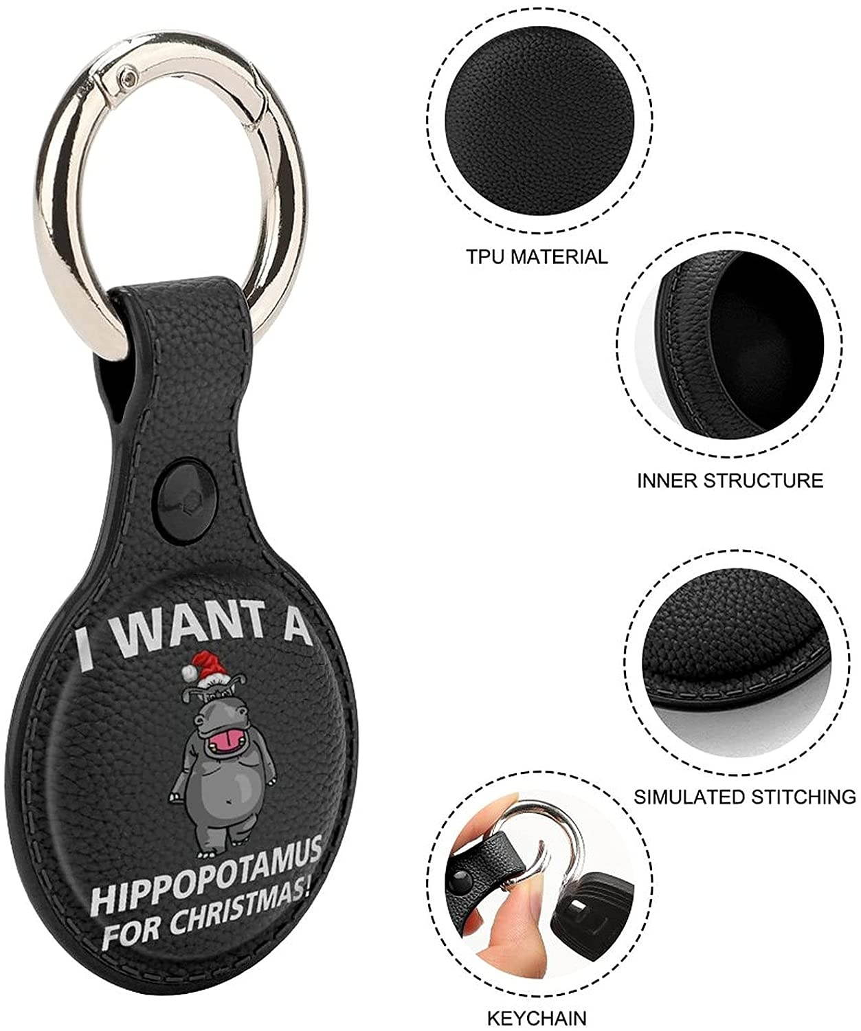 I Want A Hippopotamus for Christmas2 Protective Case for AirTag, Anti-Scratch Protective Skin Cover with Keychain, Compatible with AirTags 4PCS