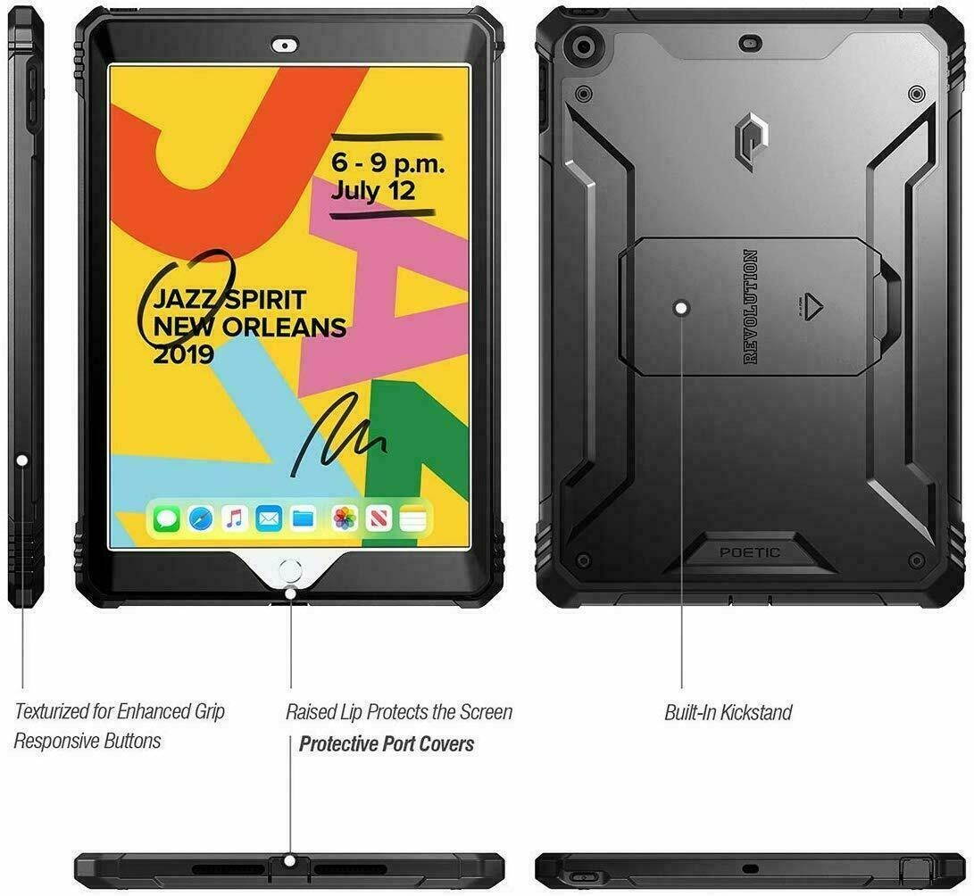 Case For Apple iPad 10.2 (2020&2019) Tablet With Kickstand Cover Black